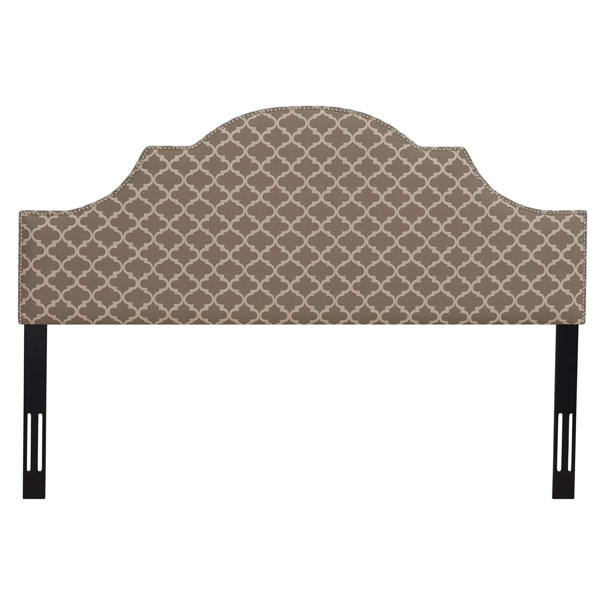 Amazon Brand – Ravenna Home Trellis Pattern Upholstered Headboard - King, 77.6 Inch, Grey and Cream