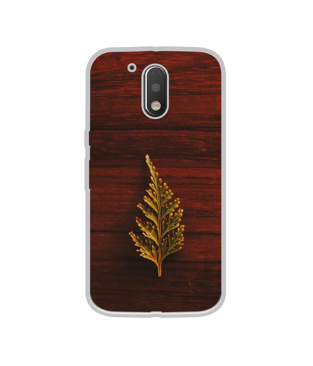 Amazon Brand - Solimo Designer Leaf on Wood UV Printed Soft Back Case Mobile Cover for Motorola Moto G4 Plus