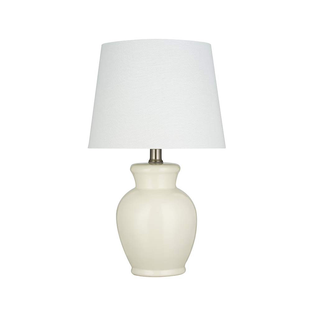 Amazon Brand – Ravenna Home Table Lamp with Round Ceramic Base and LED Light Bulb, 16.5"H, Cannoli Cream