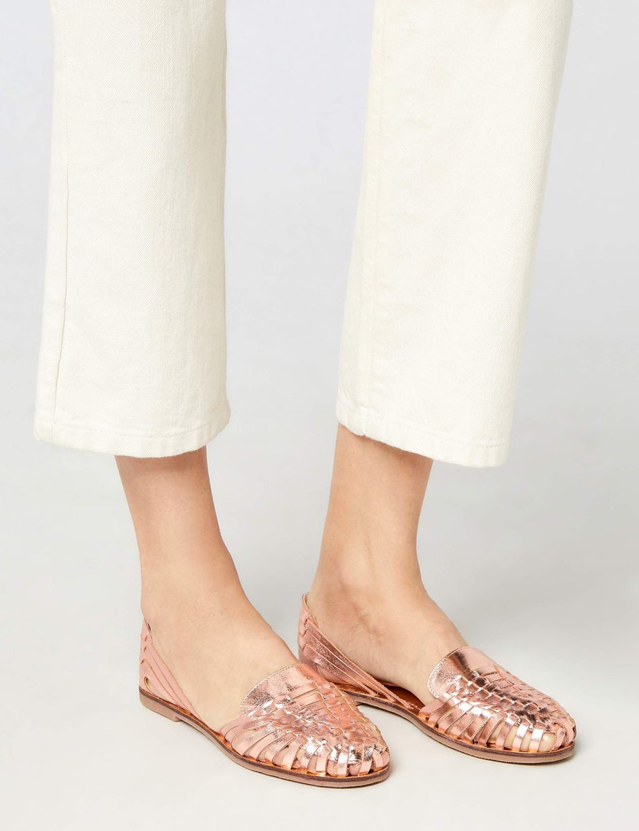 Amazon Brand - find. Women's Leather Hurrache Sandal, Natural, US 9.5