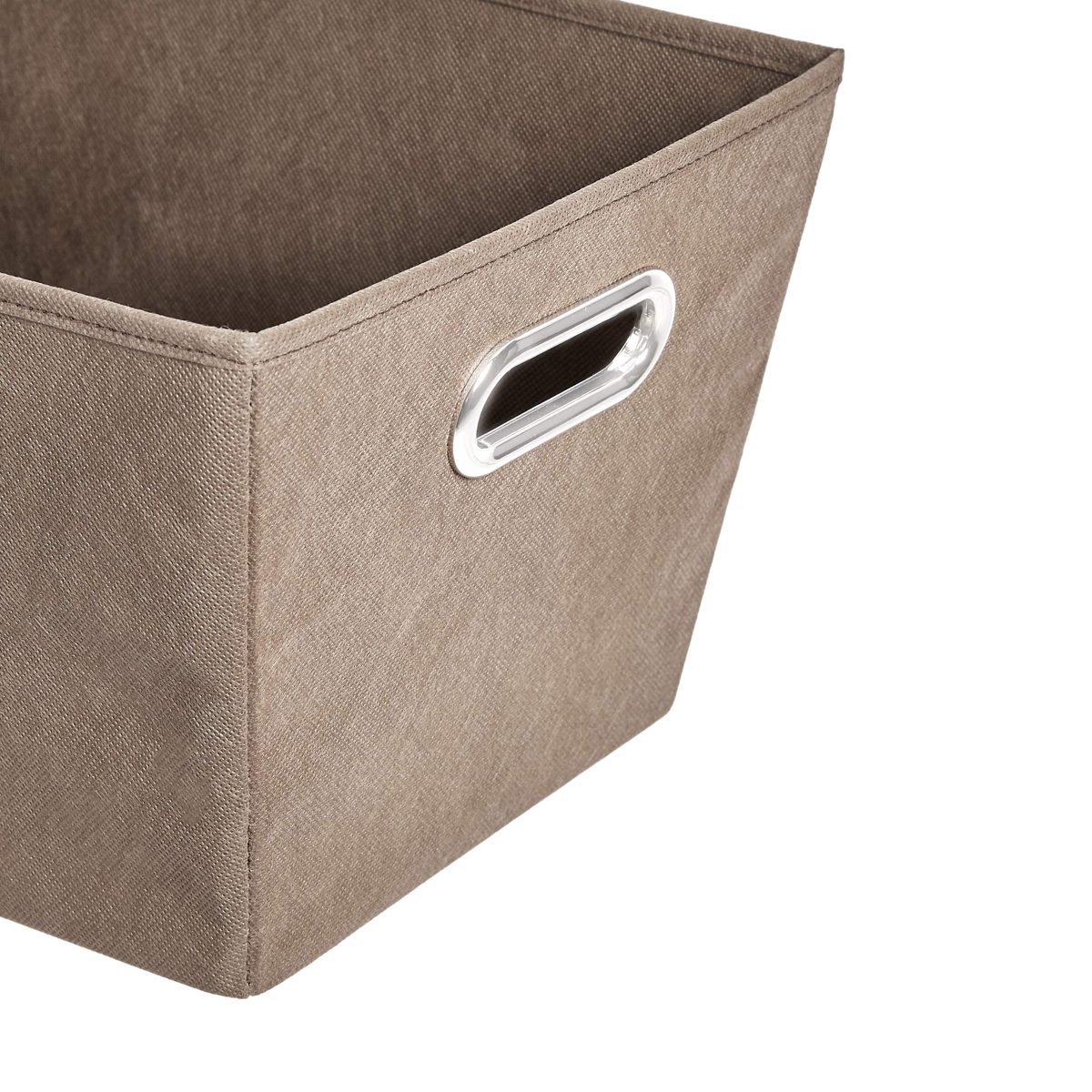 AmazonBasics Nested Fabric Storage Bins with Oval Grommets - Pack of 3, Taupe