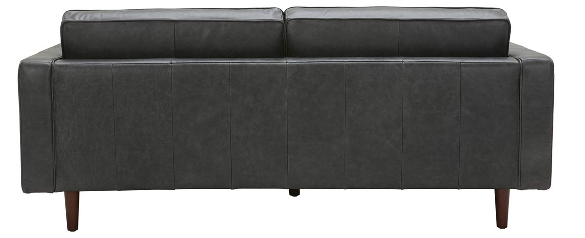 Amazon Brand – Rivet Aiden Mid-Century Leather Sofa with Tapered Wood Legs, 74"W, Black