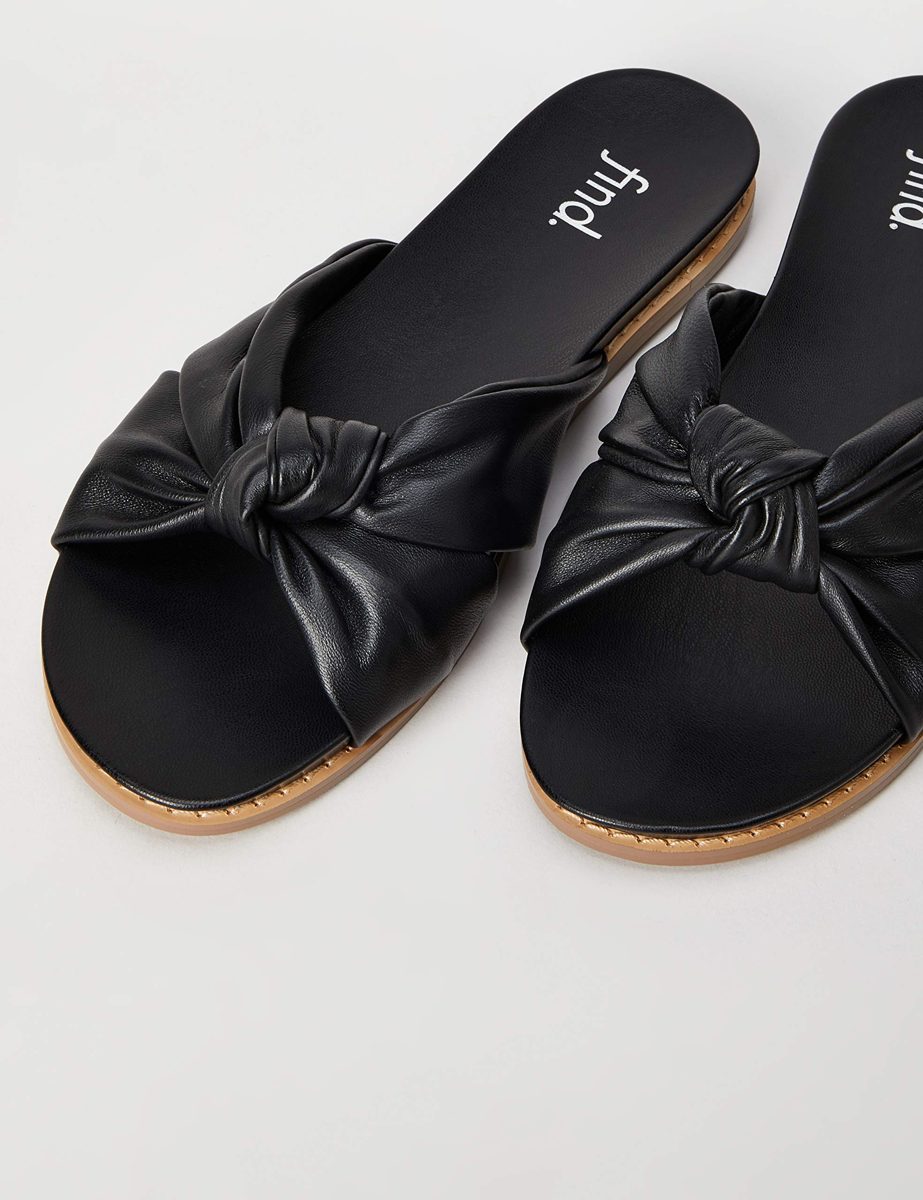 find. Women's Knot Footbed Open Toe Sandals, Black, 2