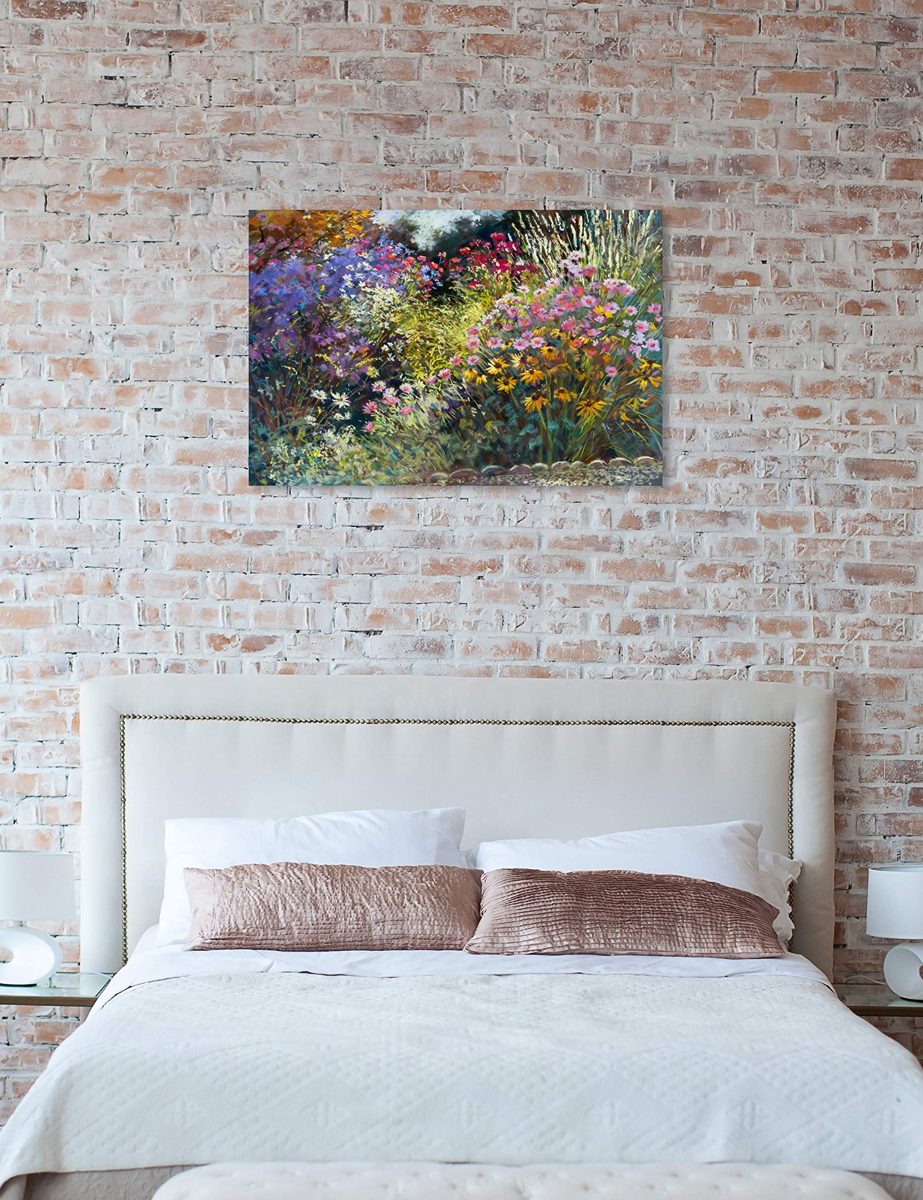 Amazon Brand – Stone & Beam Modern Impressionistic Floral Print Wall Art on Canvas, 45" x 30"
