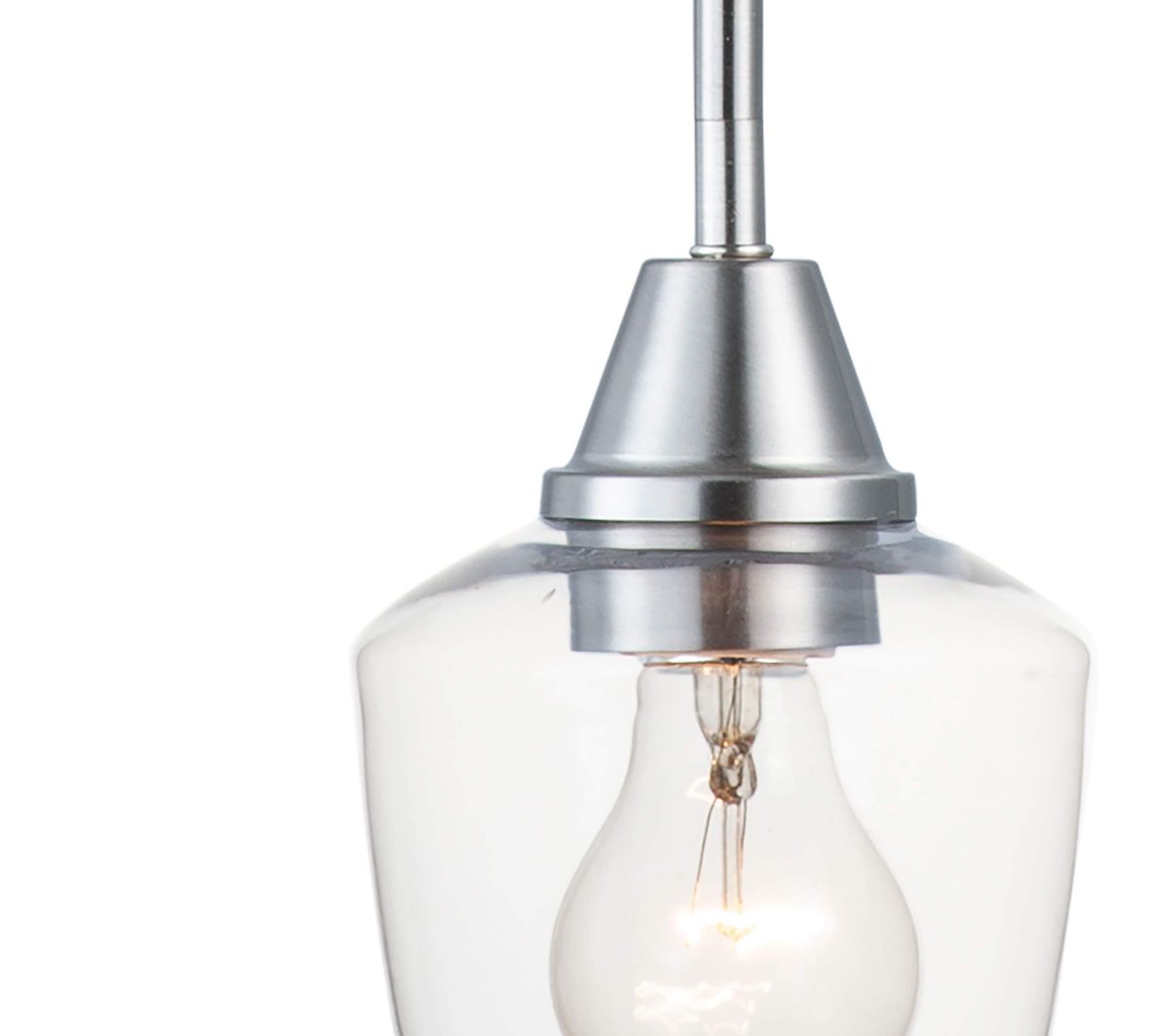 Amazon Brand – Stone & Beam Modern Indoor Hanging Glass Shade Pendant Ceiling Fixture with Light Bulb - 4.75 x 4.75 x 7.51 Inches, 51 Inch Cord, Satin Nickel