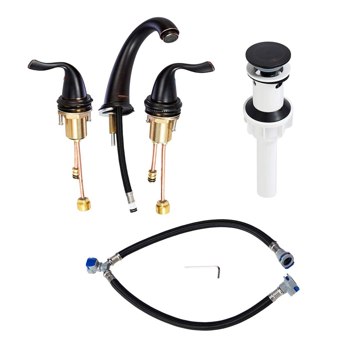 AmazonBasics Traditional 3 Piece Bathroom Faucet Set, Oil-Rubbed Bronze