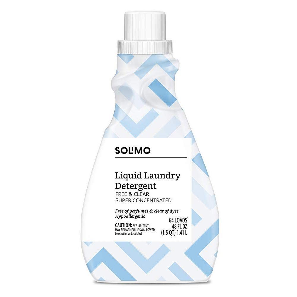 Amazon Brand - Solimo Concentrated Liquid Laundry Detergent, Free & Clear, 64 loads, 48 Fl Oz