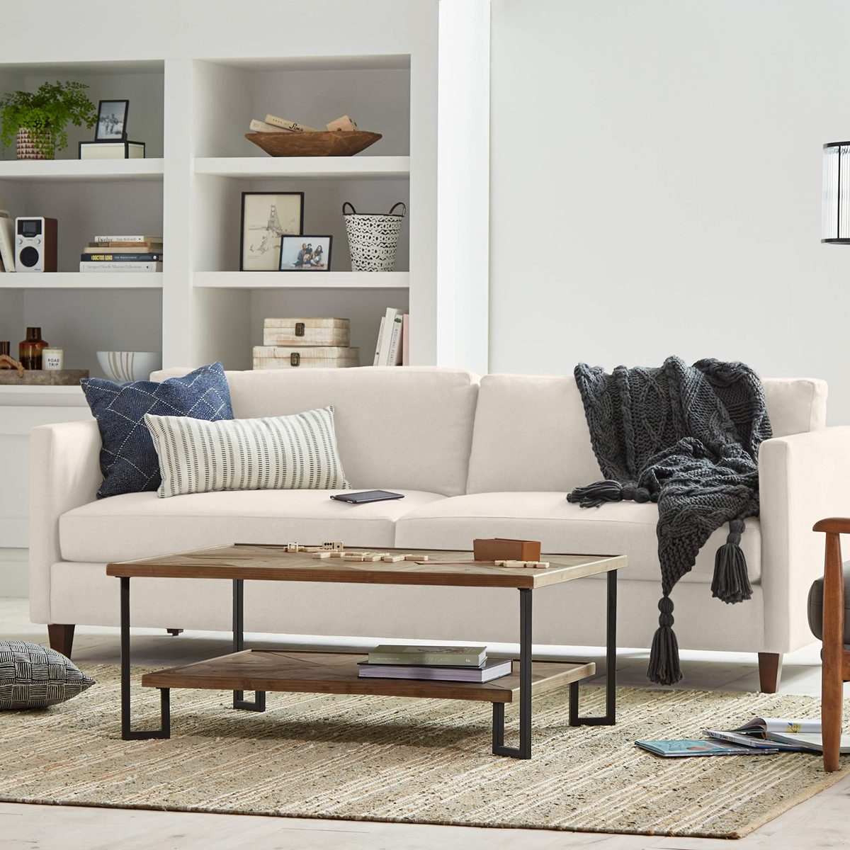 Amazon Brand – Stone & Beam Andover Modern Sofa Couch, 93"W, Cream