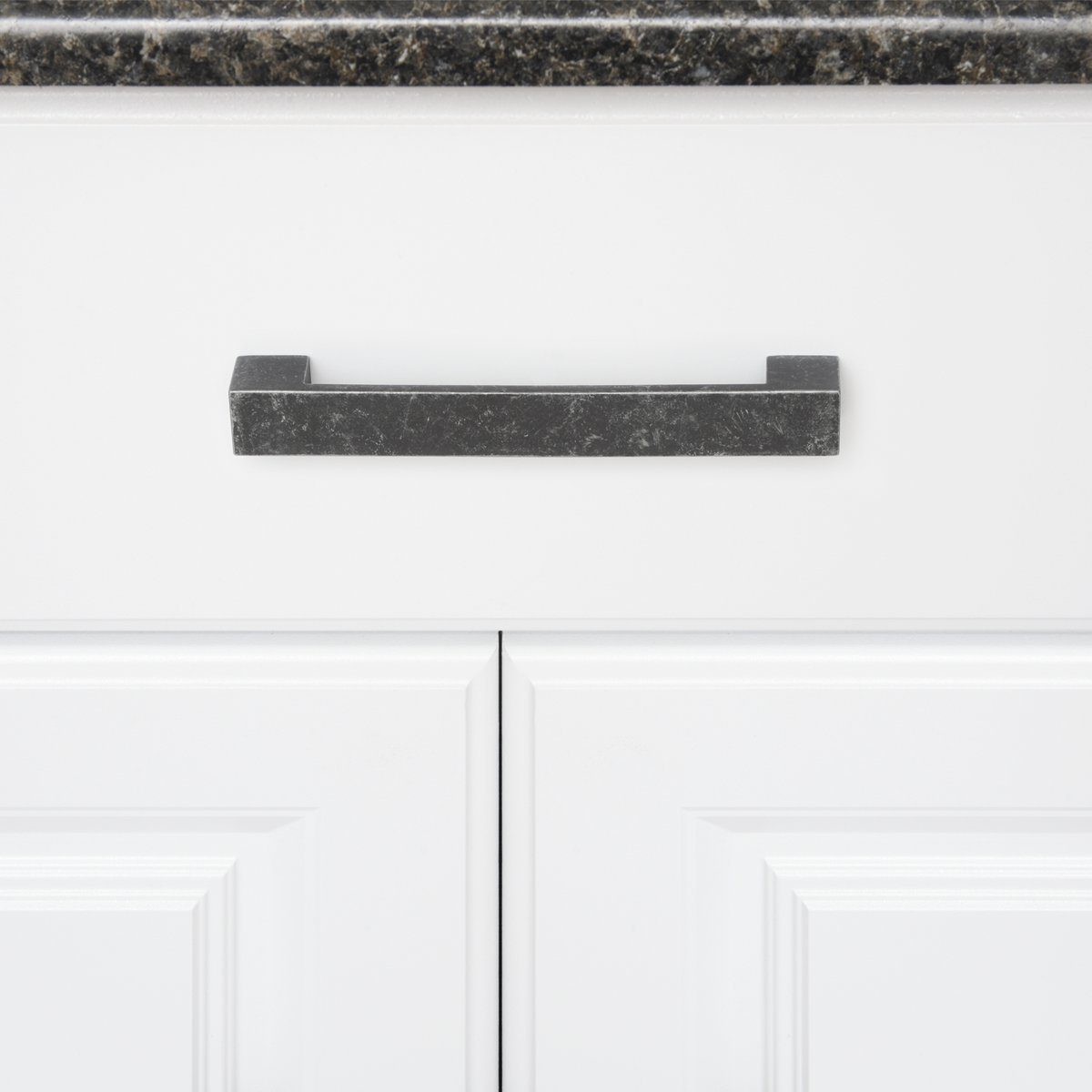 AmazonBasics Short Modern Cabinet Handle, 7.68" Length (6.3" Hole Center), Antique Silver, 10-Pack