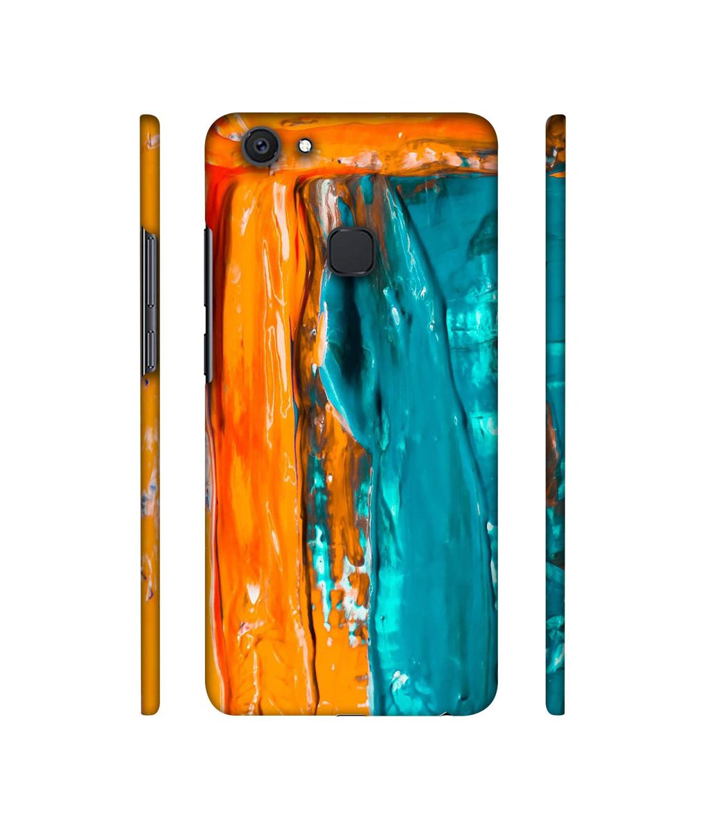 Amazon Brand - Solimo Designer Gold Yellow and Sky Blue Paint 3D Printed Hard Back Case Mobile Cover for Vivo V7 Plus