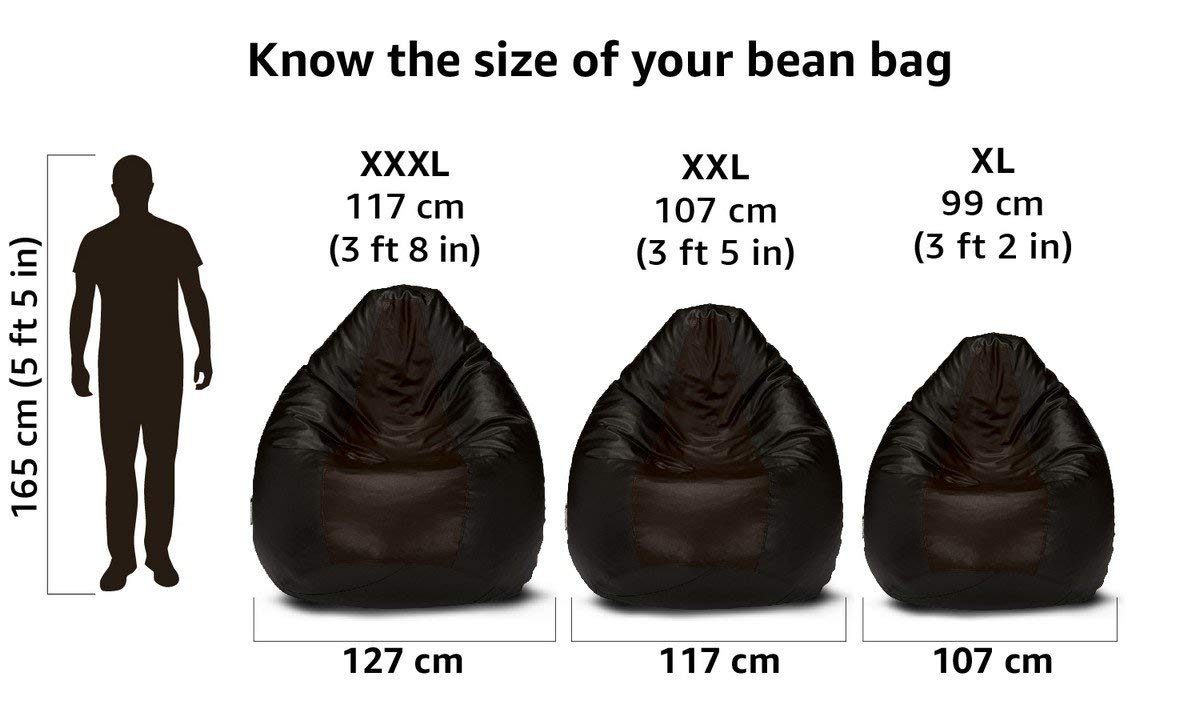 Amazon Brand - Solimo XXL Bean Bag Cover Without Beans (Black and Brown)
