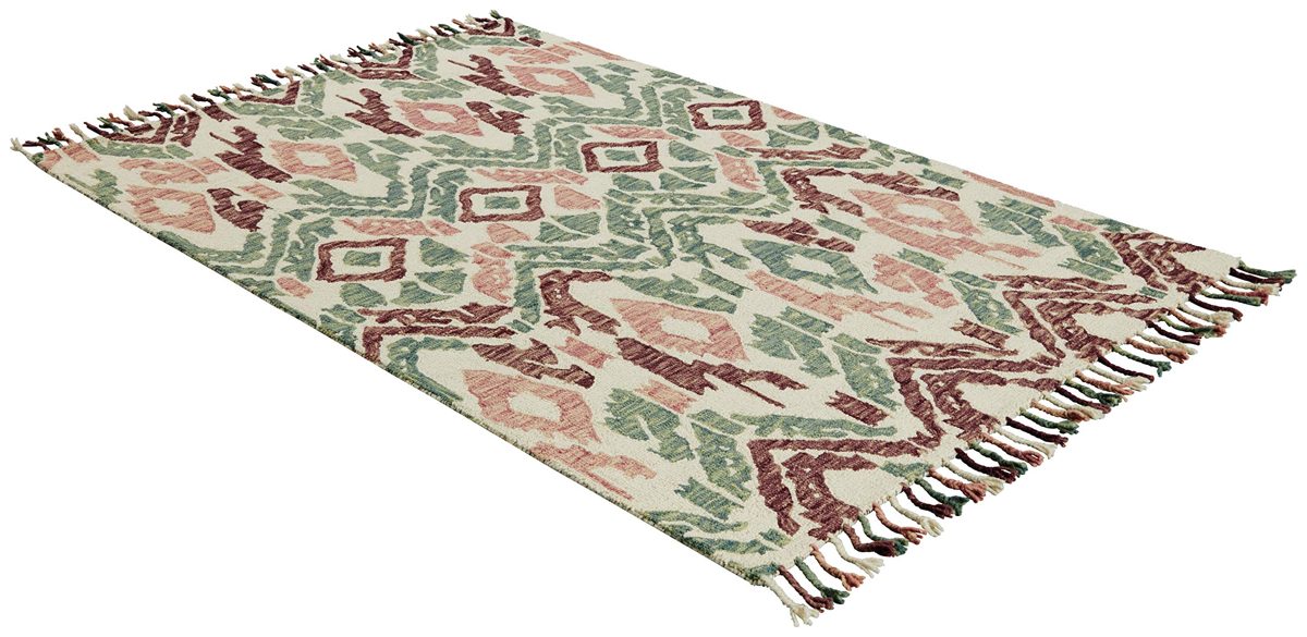 Amazon Brand – Stone & Beam Modern Global Ikat Area Rug 5' x 8', Pink and Green