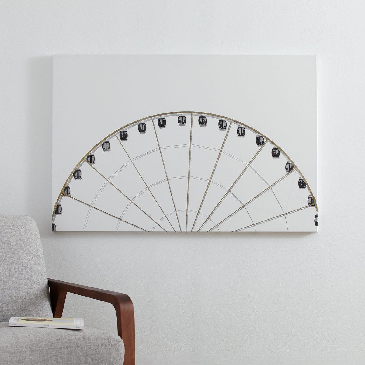 Amazon Brand – Rivet Black and White Print of the Golden Ferris Wheel on Canvas 45" x 30"