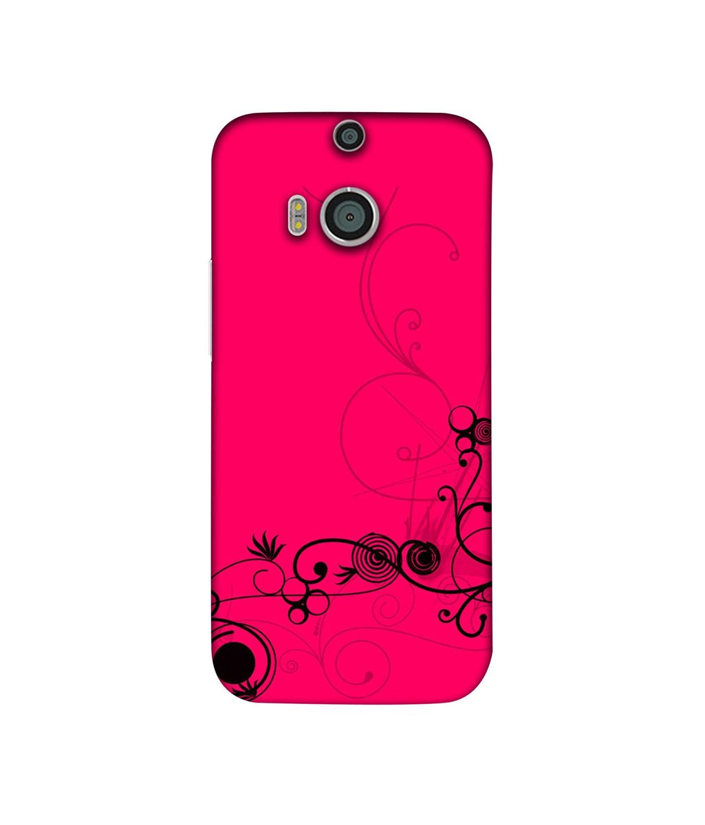 Amazon Brand - Solimo Designer Black Pattern on Pink 3D Printed Hard Back Case Mobile Cover for HTC One M8
