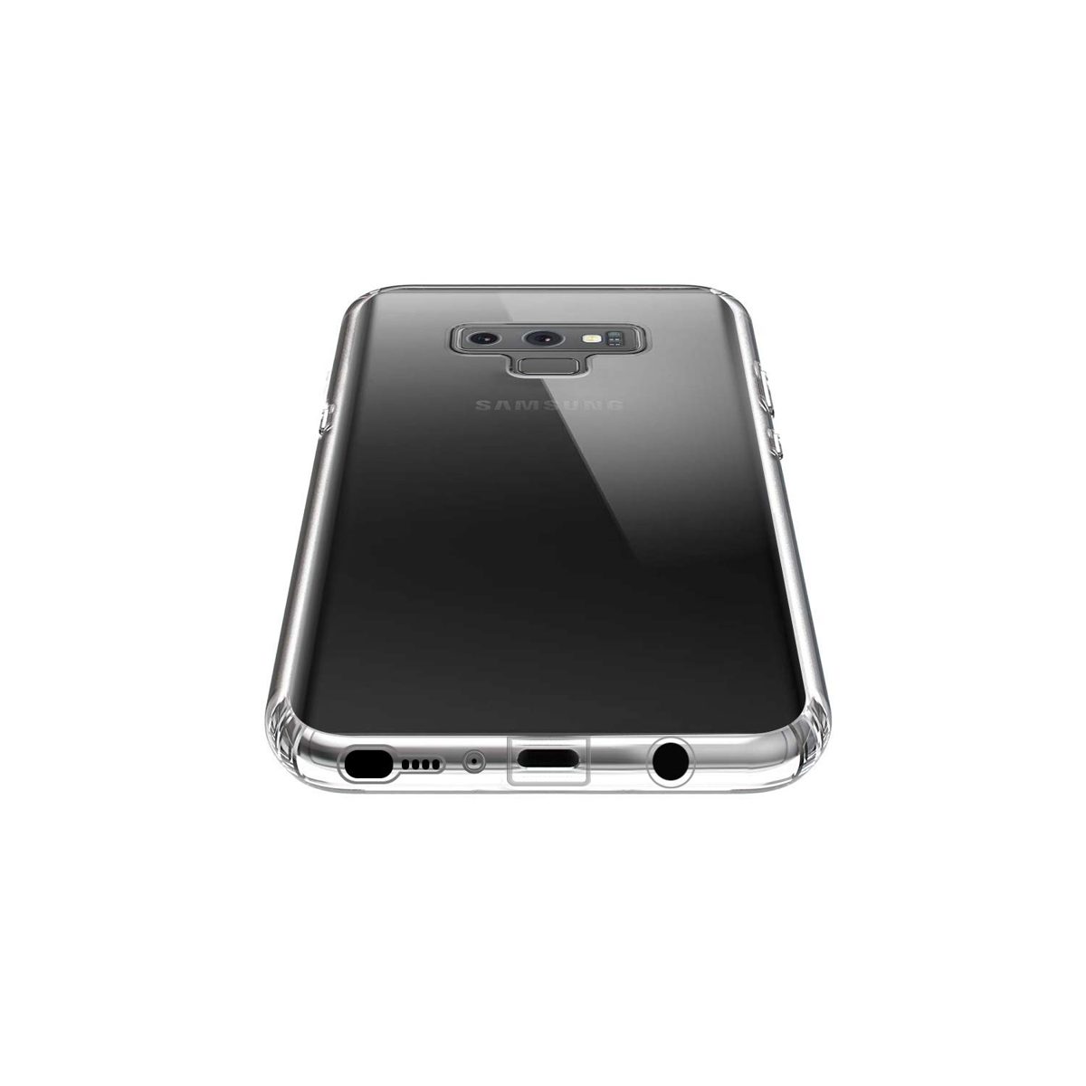 Amazon Brand - Solimo Transparent Case (Hard Back & Soft Bumper Cover) with 8 Foot Drop Porotection & Shock Absorbing Bumpers for Samsung Galaxy Note 9