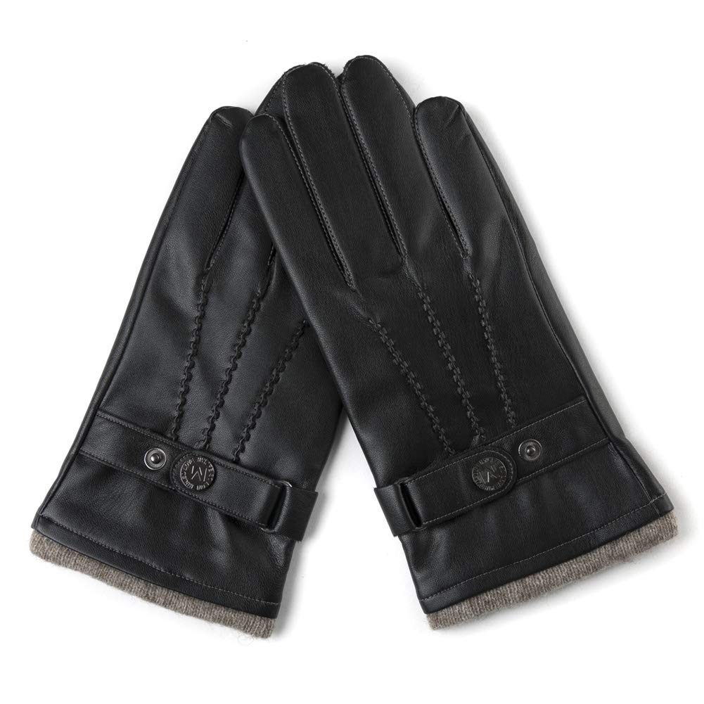 Winter Warm Wool Lined Driving Motorcycle Dress Gloves For Men Women 3 Size Black