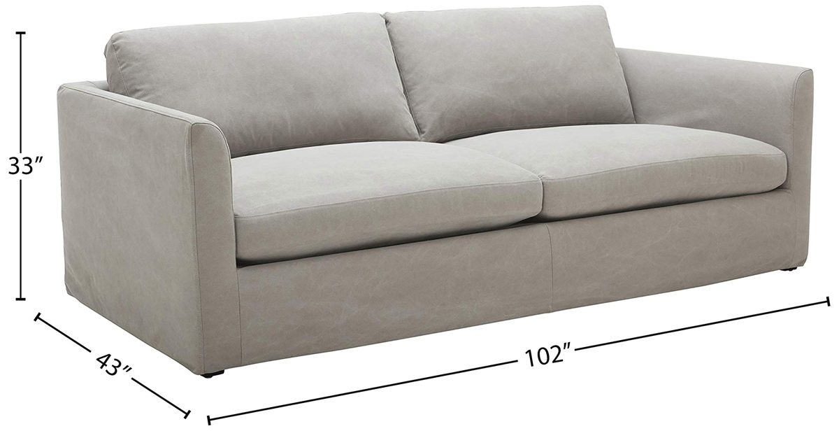 Amazon Brand – Stone & Beam Faraday Down-Filled Casual Sofa, 102"W, Light Grey