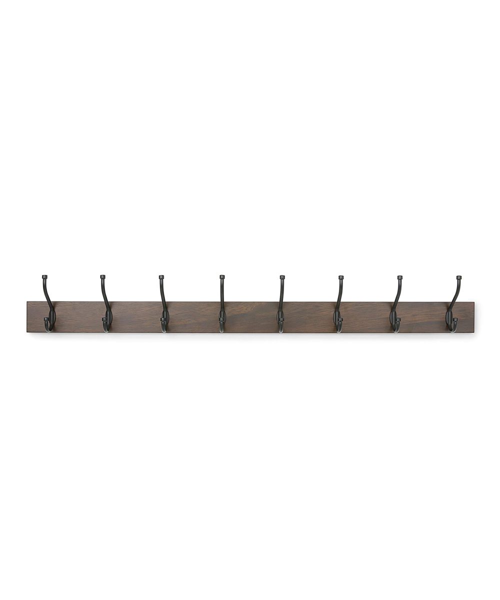 AmazonBasics Wall Mounted Coat Rack - 8 Standard Hook, Walnut, 2-Pack