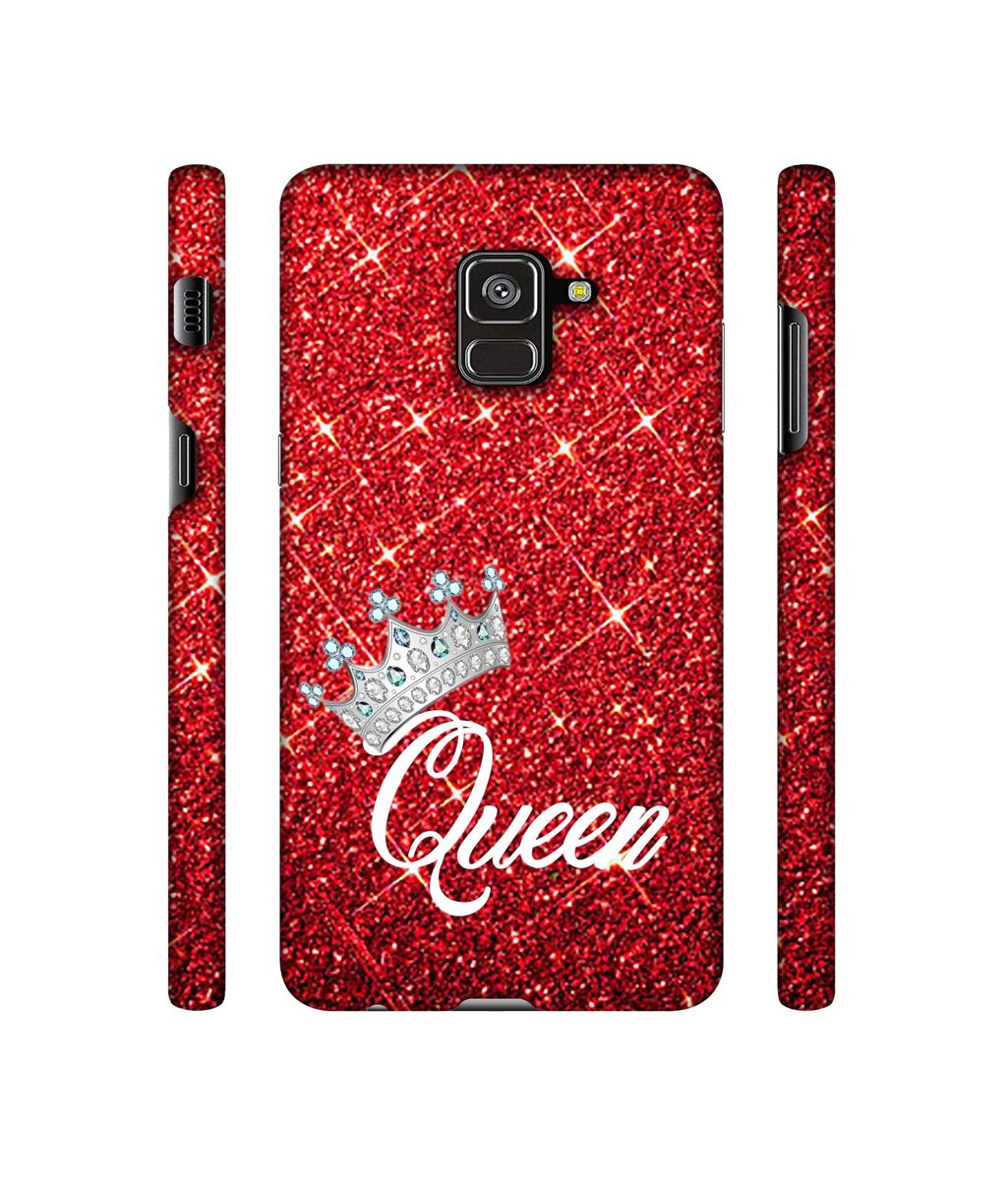 Amazon Brand - Solimo Designer Queen On Red Glitter 3D Printed Hard Back Case Mobile Cover for Samsung Galaxy A8 Plus