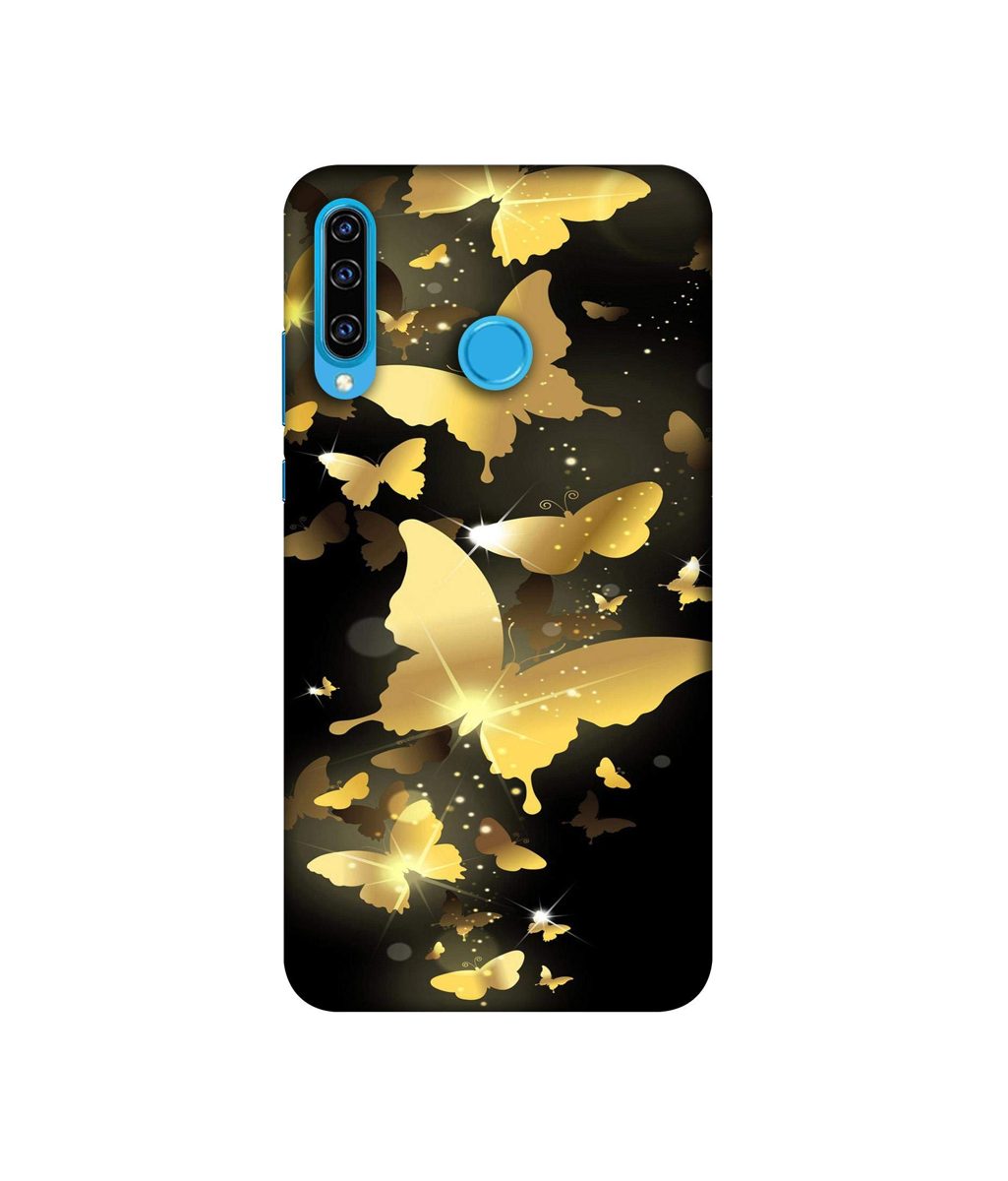 Amazon Brand - Solimo Designer Golden Butterfly Pattern 3D Printed Hard Back Case Mobile Cover for Huawei P30 Lite