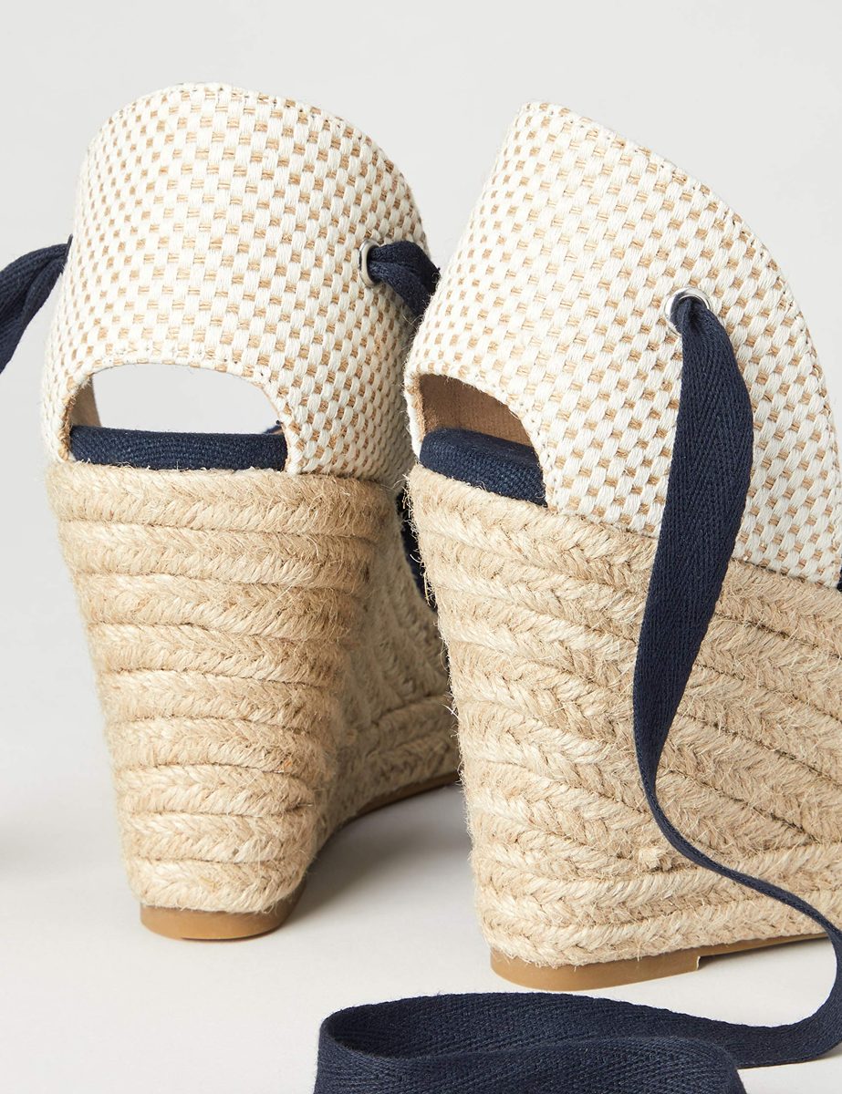 find. Women's Close Toe Canvas Espadrille Wedge Sandal, Blue (Blue), 6 UK