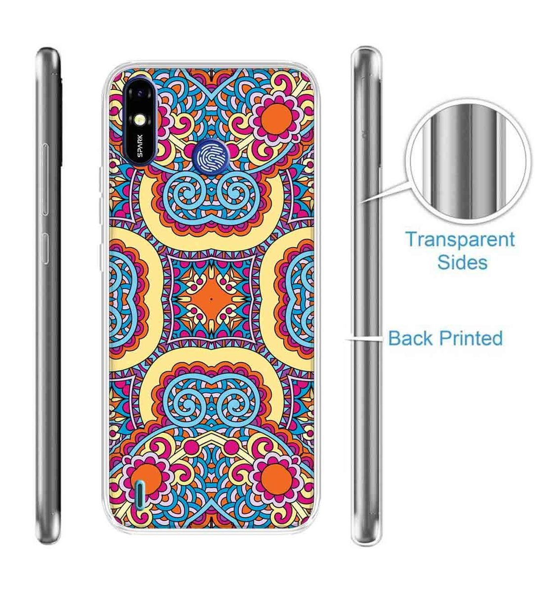 Amazon Brand - Solimo Designer Multicolor Artistic Grey Pattern Printed Soft Back Case Mobile Cover for Tecno Spark Go Plus