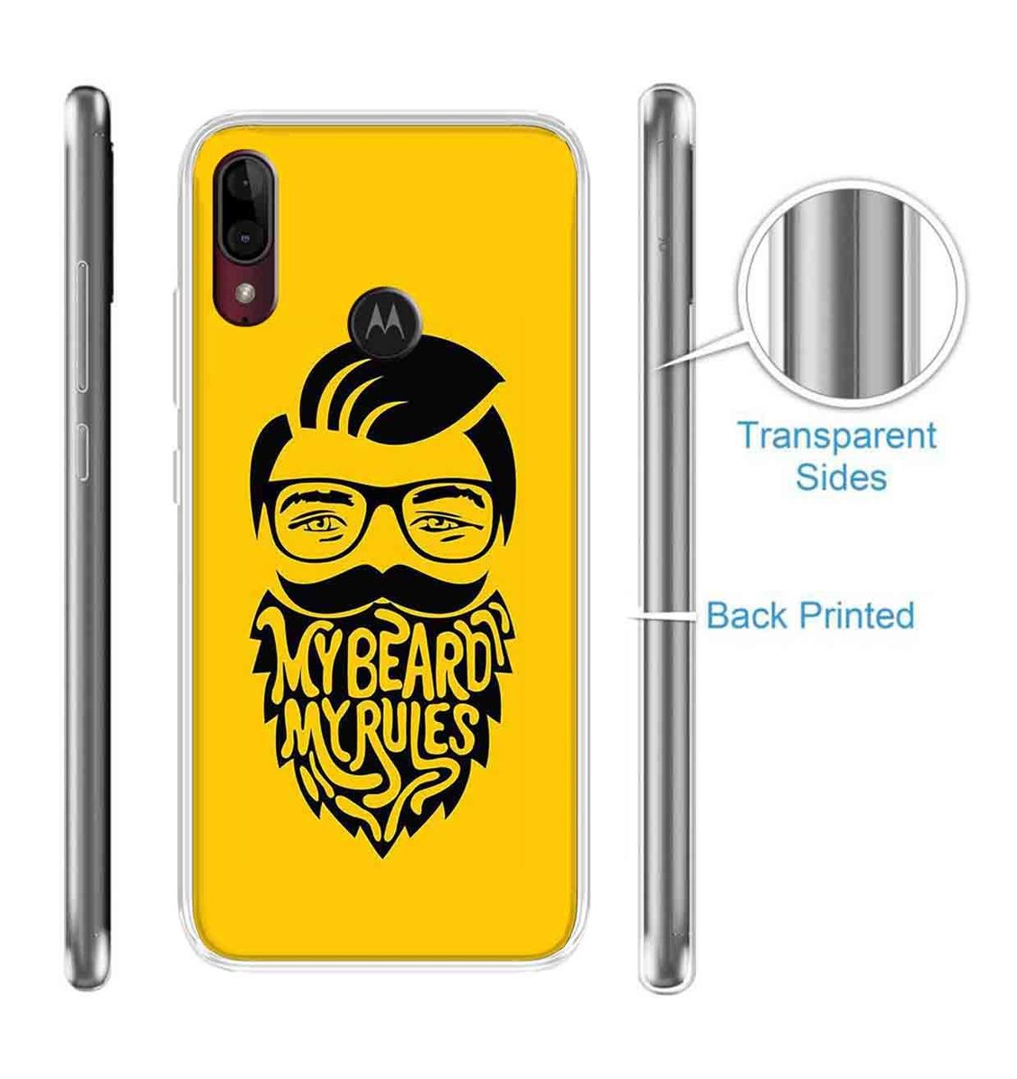 Amazon Brand - Solimo Designer Multicolor Beard Man Printed Soft Back Case Mobile Cover for Motorola Moto E6s / Motorola Moto E6 Plus