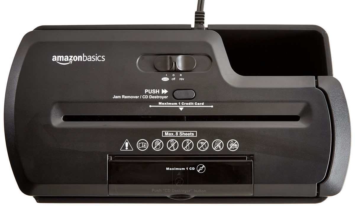 AmazonBasics 8 Sheet Strip Cut Shredder with CD Shred