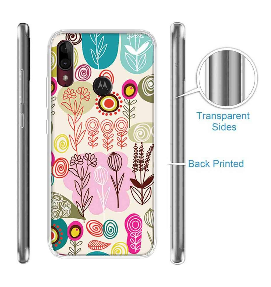 Amazon Brand - Solimo Designer Multicolor Plant Art Design Printed Soft Back Case Mobile Cover for Motorola Moto E6s / Motorola Moto E6 Plus