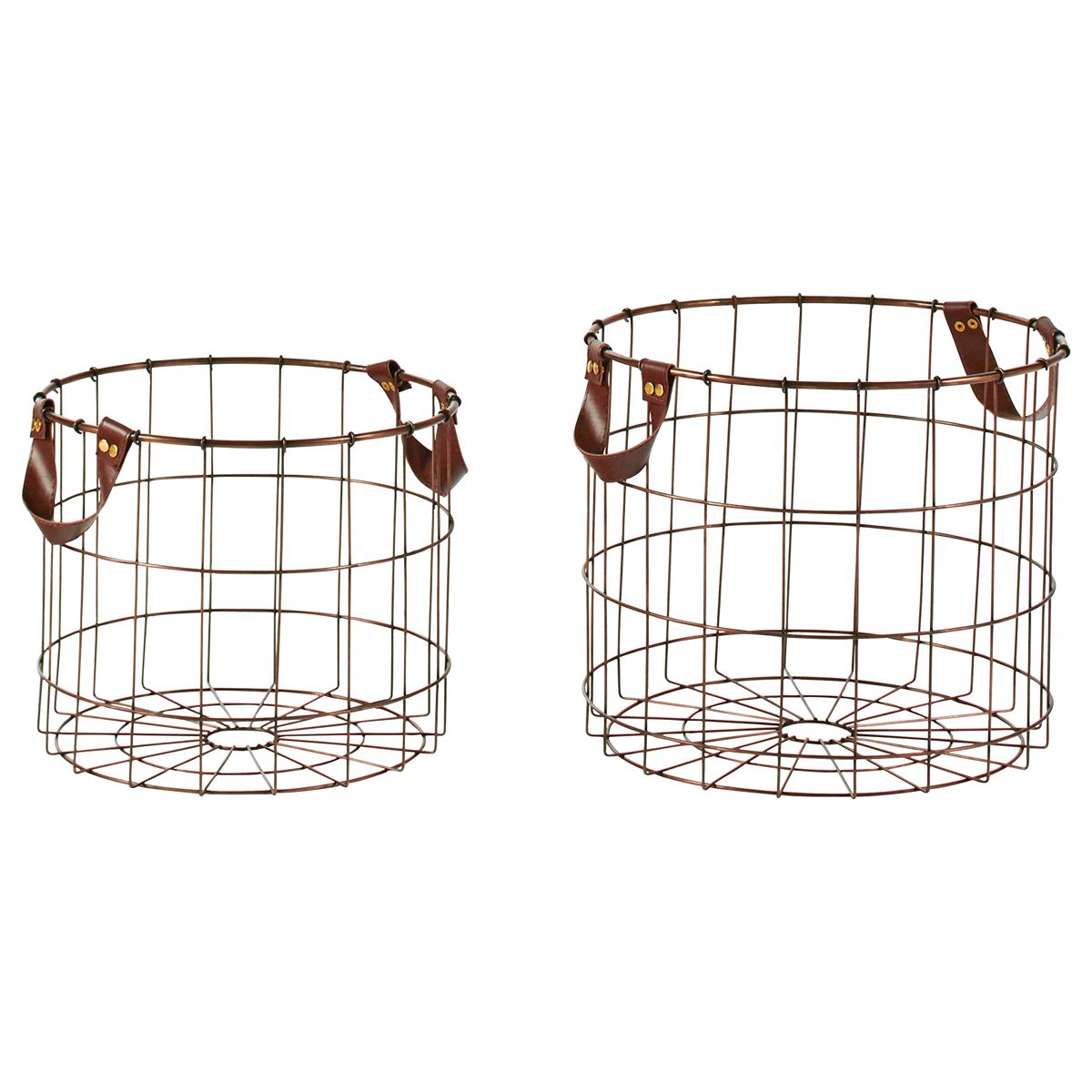 Stone & Beam Modern Metal Metal Baskets, Pack of 2, Brown