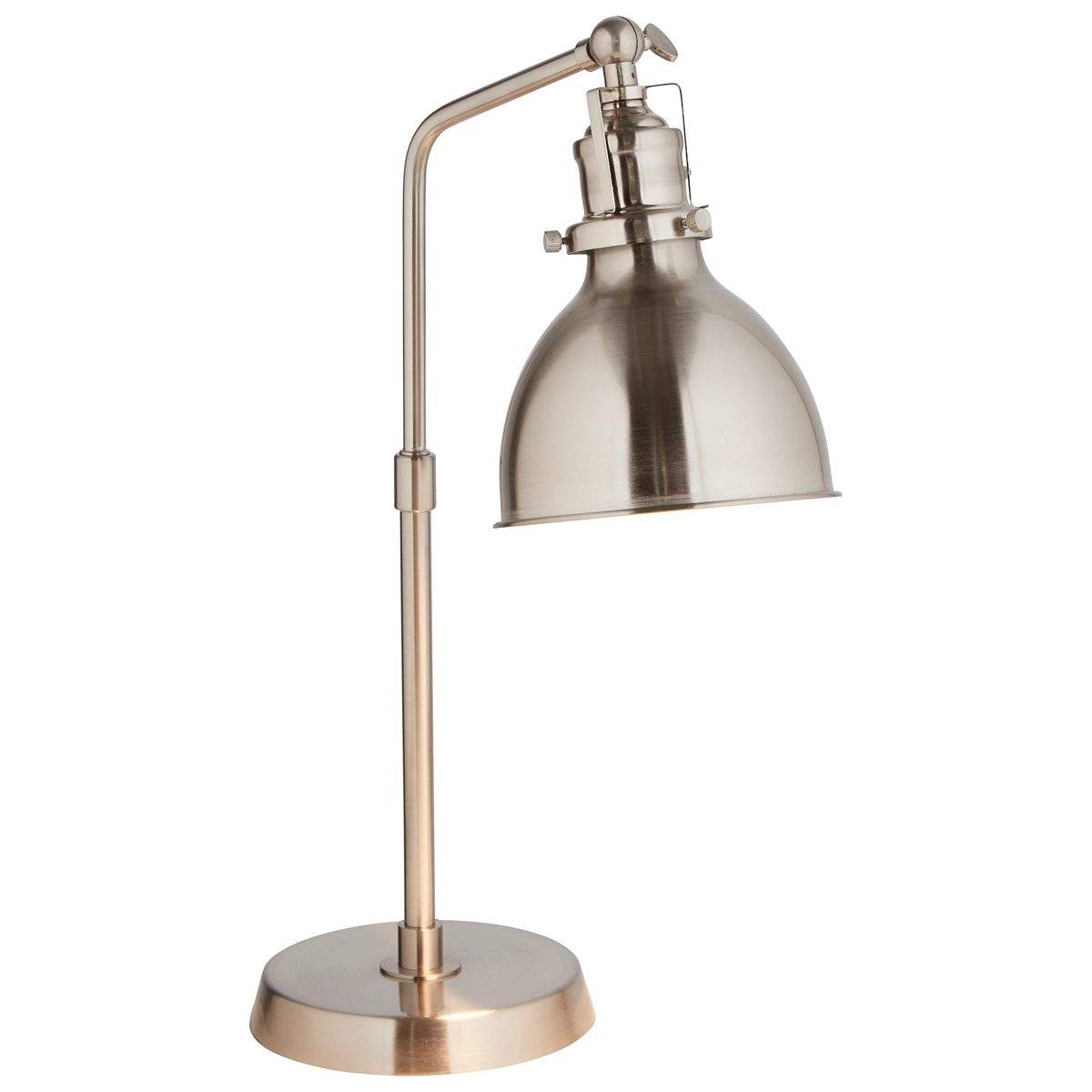 Rivet Pike Factory Industrial Table Lamp With Light Bulb - 6 x 13 x 19 Inches, Brushed Steel
