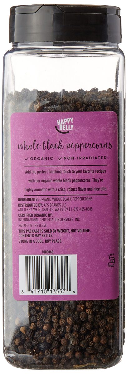Amazon Brand - Happy Belly Organic Black Peppercorns, Whole, 16-Ounce