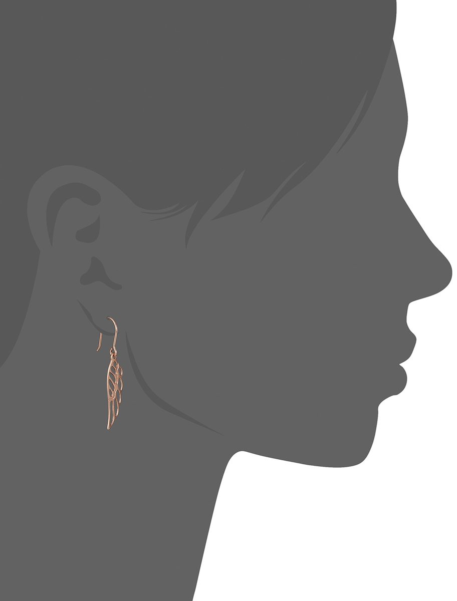 Rose Gold Plated Sterling Silver Angel Wing Drop Earrings