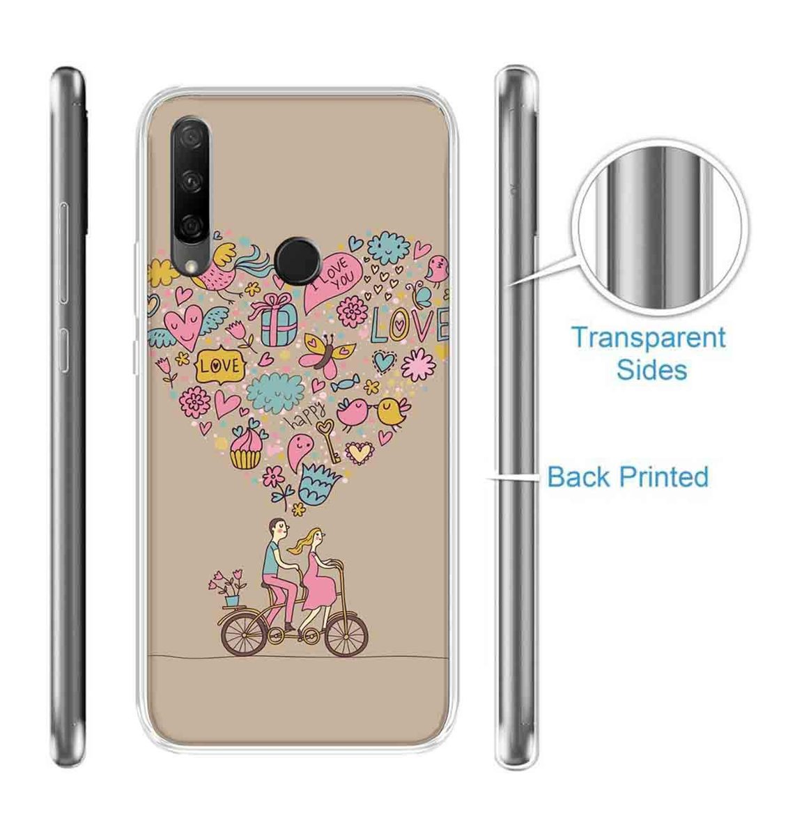 Amazon Brand - Solimo Designer Multicolor Happy Love Brown Pattern Printed Soft Back Case Mobile Cover for Huawei Honor 9X