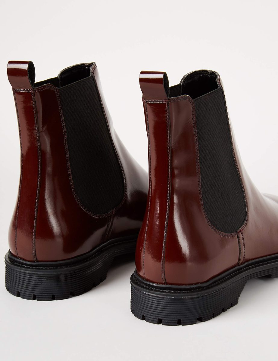 find. Women's Chunky Sole Leather, Red, 6 UK