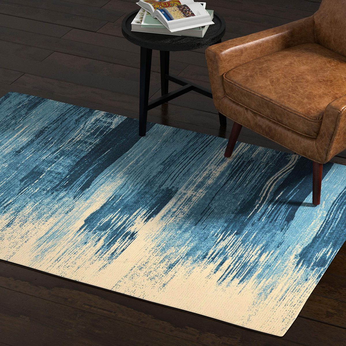 Amazon Brand – Rivet Modern Abstract Area Rug, 4 x 6 Foot, Blue, White
