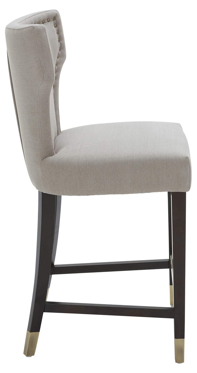 Amazon Brand – Stone & Beam Counter-Height Barstool with Brass Nailhead Trim, 39"H, Slate