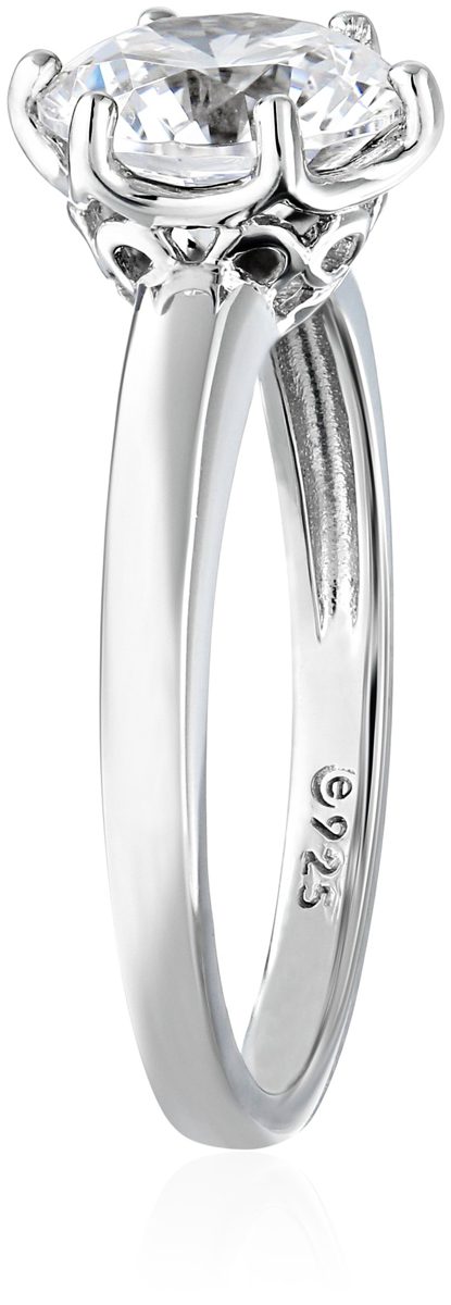 Platinum-Plated Sterling Silver Solitaire Ring set with Round Swarovski Zirconia (3 cttw), Size 9