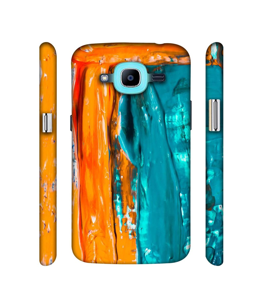 Amazon Brand - Solimo Designer Gold Yellow and Sky Blue Paint 3D Printed Hard Back Case Mobile Cover for Samsung Galaxy J2 (2016)