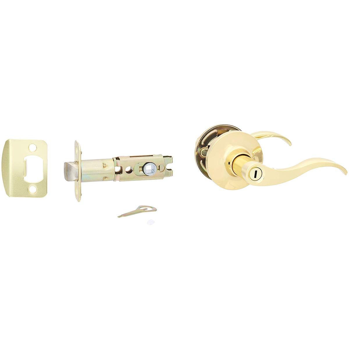 AmazonBasics Privacy Lever - Wave - Polished Brass