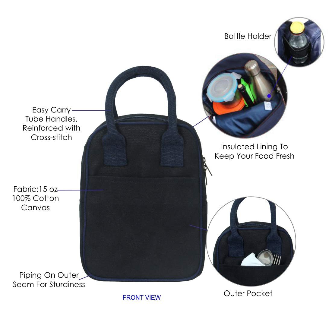 Eono 0703 Lunch Cooler Bag Leakproof Food Bag Insulated Lunch Bag for Women, Men, Kids School, Office, Work, Outdoor, 8L, Blue