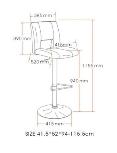 Brand of Amazon - Movian Sarnen - Set of 2 Bar Stools 52 x 41.5 x 115 cm Black PU Leather / Black Powder Coated Metal Base