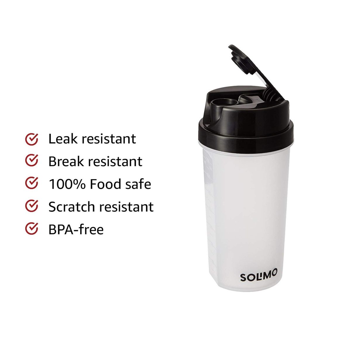 Amazon Brand - Solimo Shaker Bottle 700ml (Flip lid)