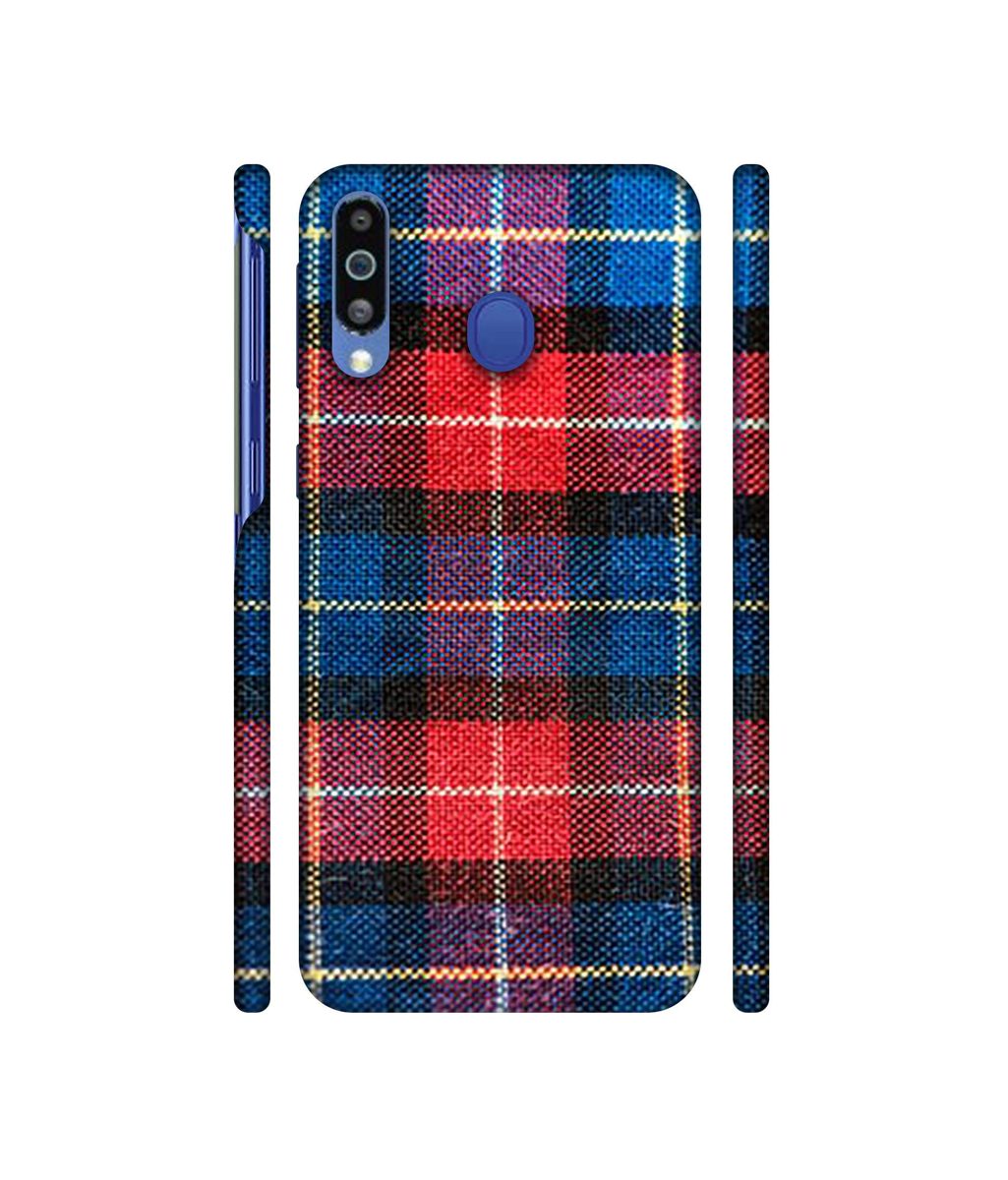 Amazon Brand - Solimo Designer Check Cloth 3D Printed Hard Back Case Mobile Cover for Samsung Galaxy M21