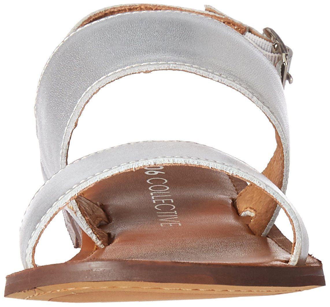 Amazon Brand - 206 Collective Women's Cedar Casual Double Band Sandal, Silver Leather, 11.5 B US