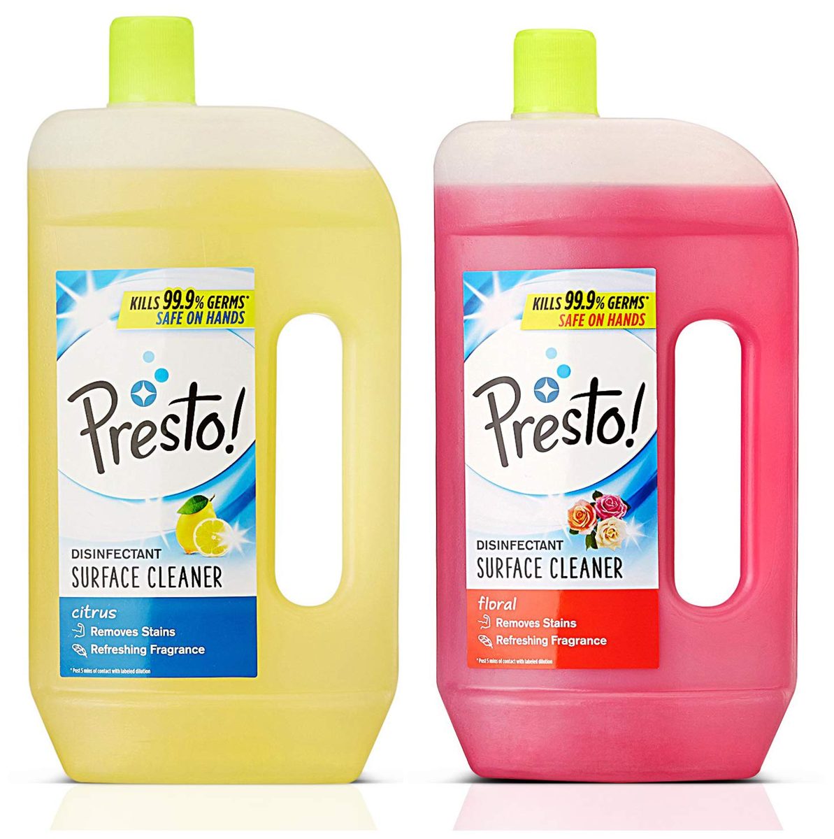 Amazon Brand - Presto! Disinfectant Floor Cleaner Citrus 975 ml with Presto! Disinfectant Floor Cleaner Floral 975 ml