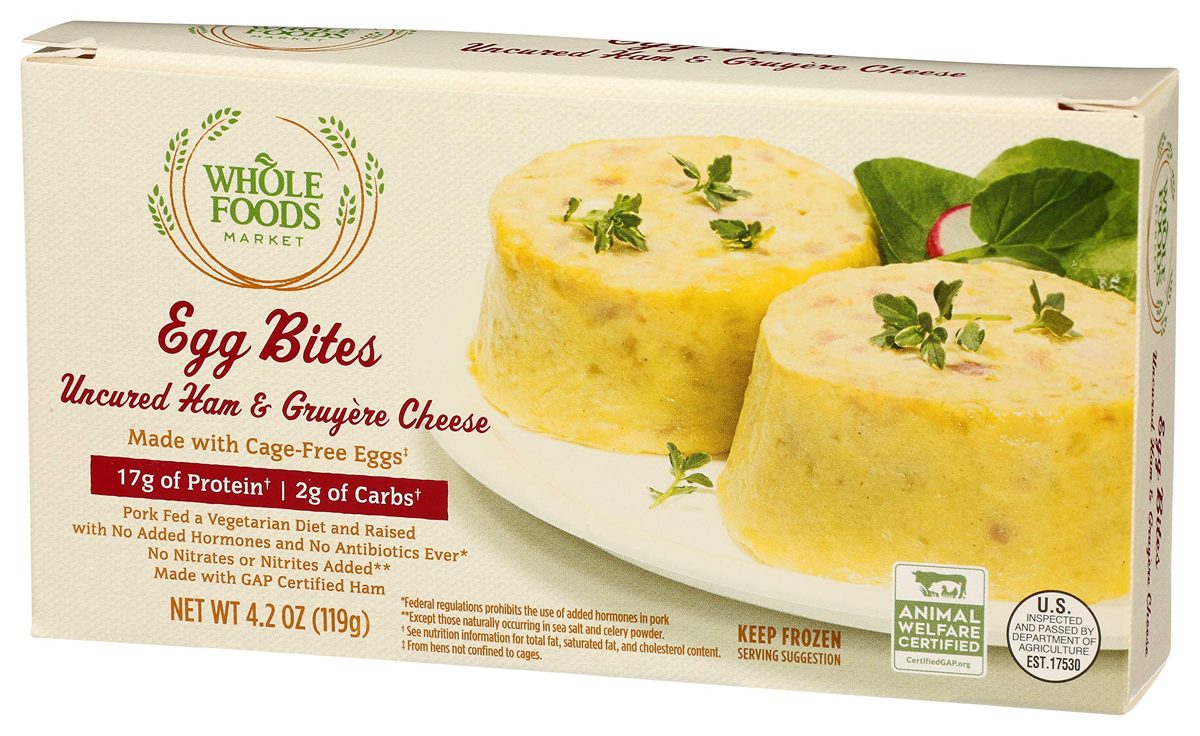 WHOLE FOODS MARKET Uncured Ham & Gruyere Cheese Egg Bites, 4.2 OZ