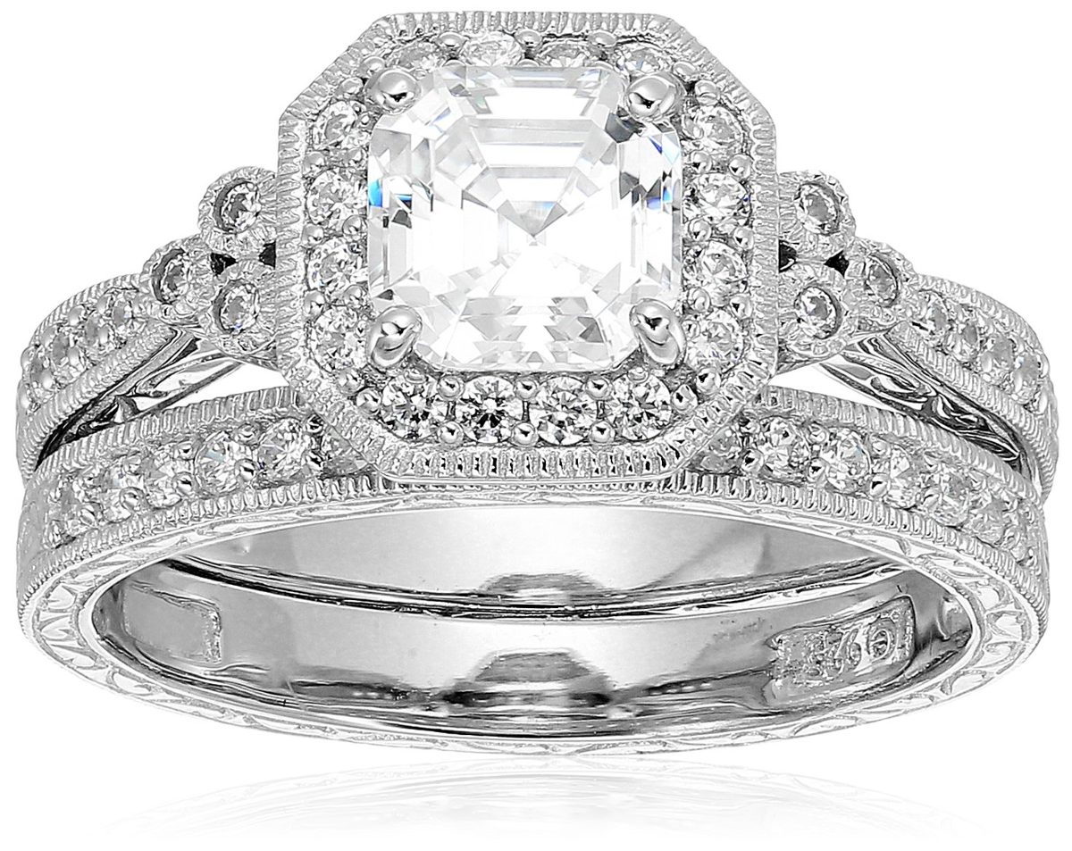 Platinum or Gold Plated Sterling Silver Ring with Swarovski Crystals