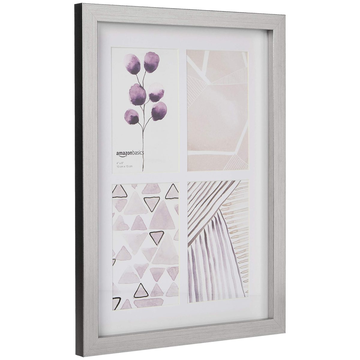 AmazonBasics Photo Frames - 4-Opening 4'x6' Collage, Nickel