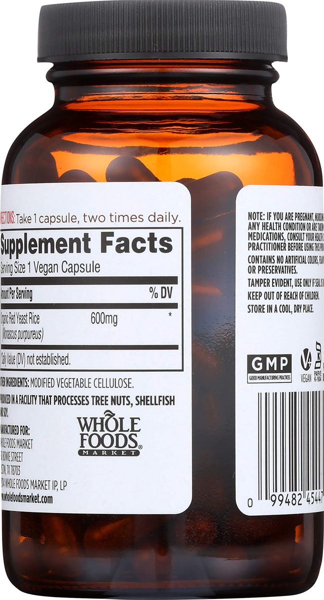 Whole Foods Market, Red Yeast Rice 600mg, 120 CT